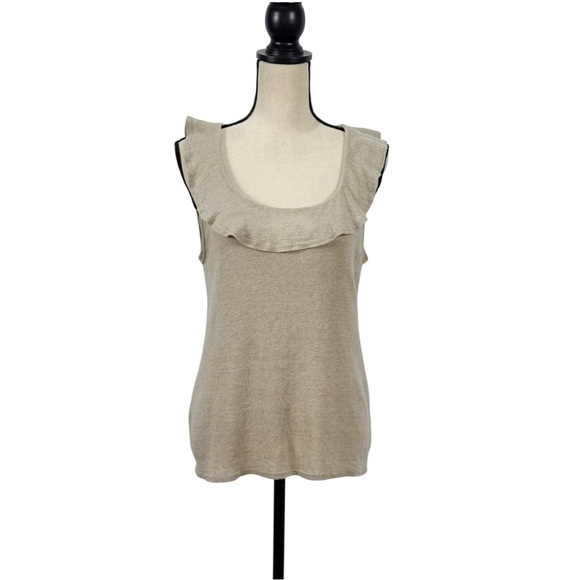 Yeohlee New York Beige Sleeveless Knit Top with Ruffle Neckline – Size S - Picture 1 of 10